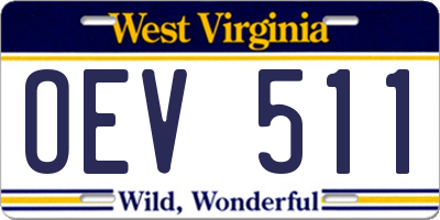 WV license plate OEV511