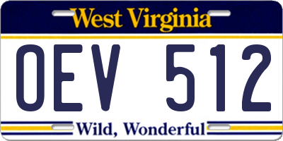 WV license plate OEV512