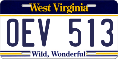 WV license plate OEV513