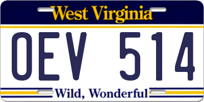 WV license plate OEV514