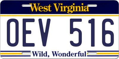 WV license plate OEV516