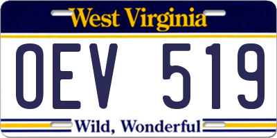 WV license plate OEV519