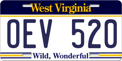 WV license plate OEV520