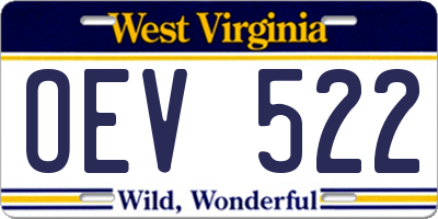 WV license plate OEV522