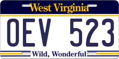 WV license plate OEV523