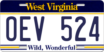 WV license plate OEV524