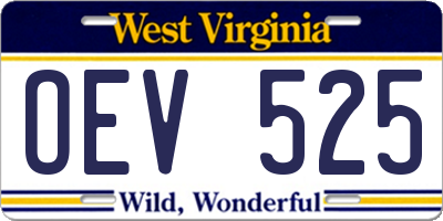 WV license plate OEV525