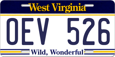 WV license plate OEV526