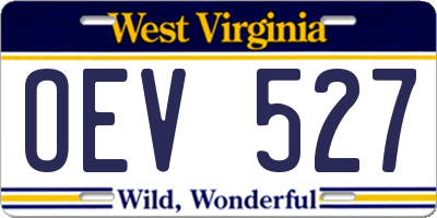 WV license plate OEV527