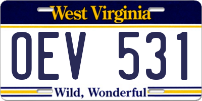 WV license plate OEV531