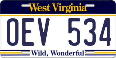 WV license plate OEV534