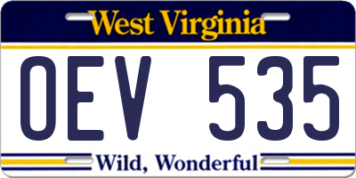 WV license plate OEV535