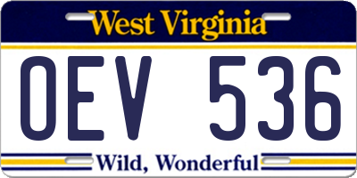 WV license plate OEV536