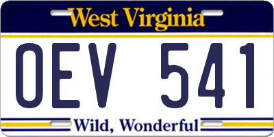 WV license plate OEV541