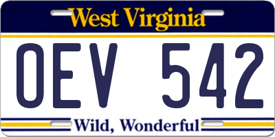 WV license plate OEV542