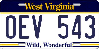 WV license plate OEV543