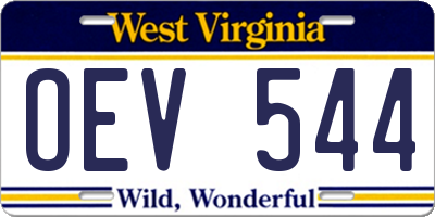 WV license plate OEV544