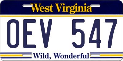 WV license plate OEV547