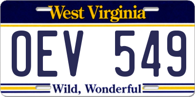 WV license plate OEV549