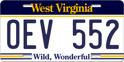 WV license plate OEV552