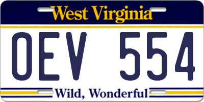 WV license plate OEV554