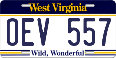 WV license plate OEV557