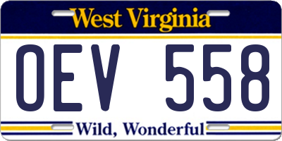 WV license plate OEV558