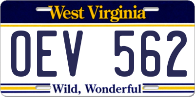 WV license plate OEV562