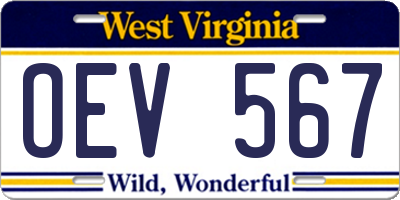 WV license plate OEV567