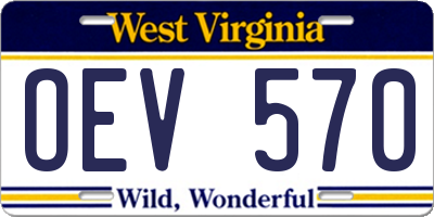 WV license plate OEV570