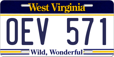 WV license plate OEV571