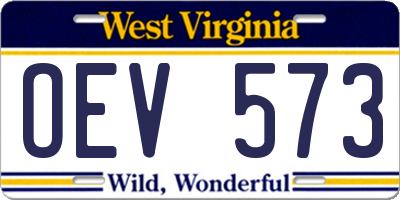 WV license plate OEV573