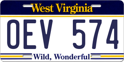 WV license plate OEV574