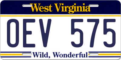 WV license plate OEV575