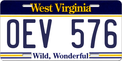 WV license plate OEV576