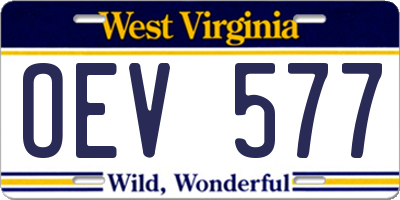 WV license plate OEV577