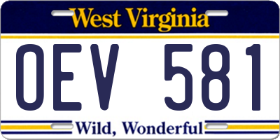 WV license plate OEV581