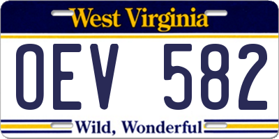 WV license plate OEV582