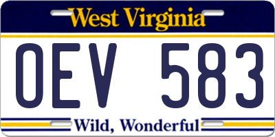 WV license plate OEV583