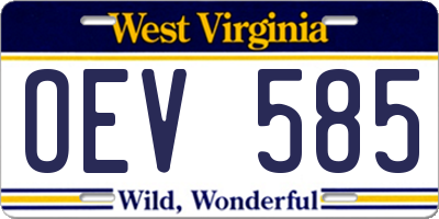 WV license plate OEV585