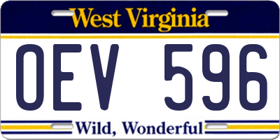 WV license plate OEV596