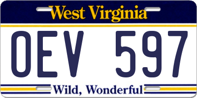 WV license plate OEV597
