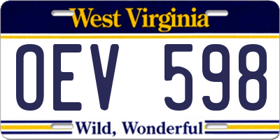 WV license plate OEV598