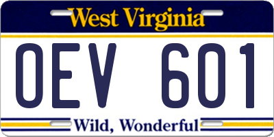 WV license plate OEV601