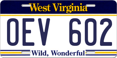 WV license plate OEV602