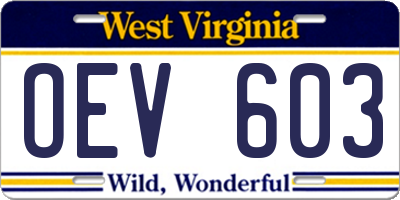 WV license plate OEV603