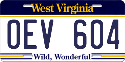 WV license plate OEV604