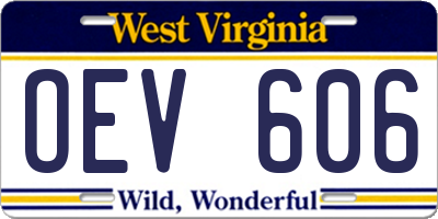 WV license plate OEV606