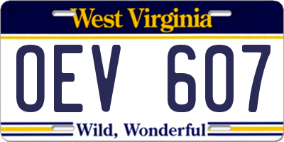 WV license plate OEV607