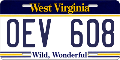 WV license plate OEV608